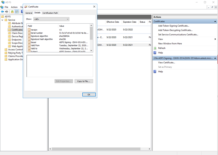 AD FS Certificate Export 2
