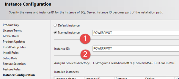 SQL Setup - Instance Configuration Landing Page