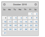 Zrzut ekranu przedstawiający calender motywu overcast.