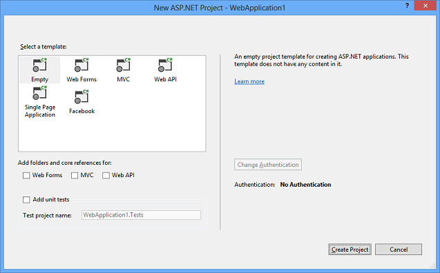 Nowy projekt ASP.NET