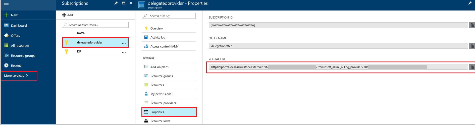 Wybieranie subskrypcji dostawcy delegowanego w portalu użytkowników usługi Azure Stack Hub