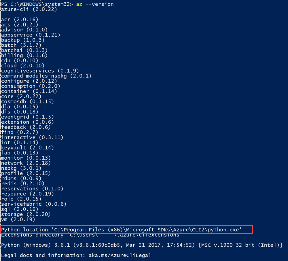 Interfejs wiersza polecenia platformy Azure w lokalizacji języka Python w usłudze Azure Stack Hub