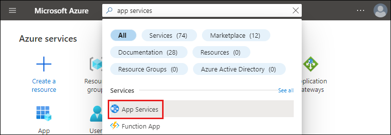 Zrzut ekranu witryny Azure Portal z wpisem 