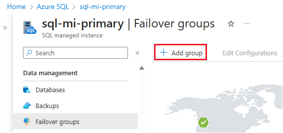 Zrzut ekranu przedstawiający dodawanie strony grupy trybu failover w witrynie Azure Portal.