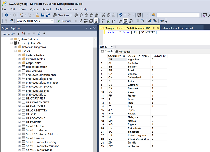 Zrzut ekranu przedstawiający walidację w programie SQL Server Management Studio.