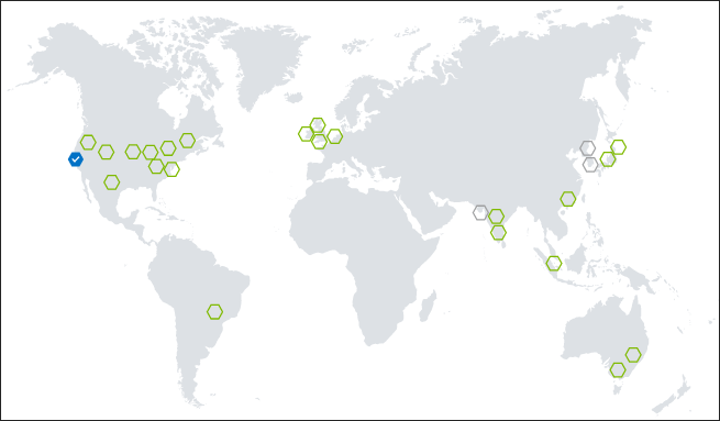 Mapa regionów w witrynie Azure Portal