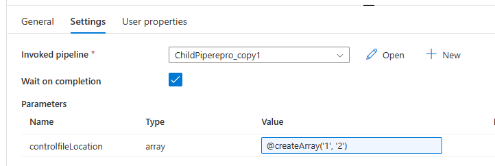 Zrzut ekranu przedstawiający sposób używania funkcji create array.