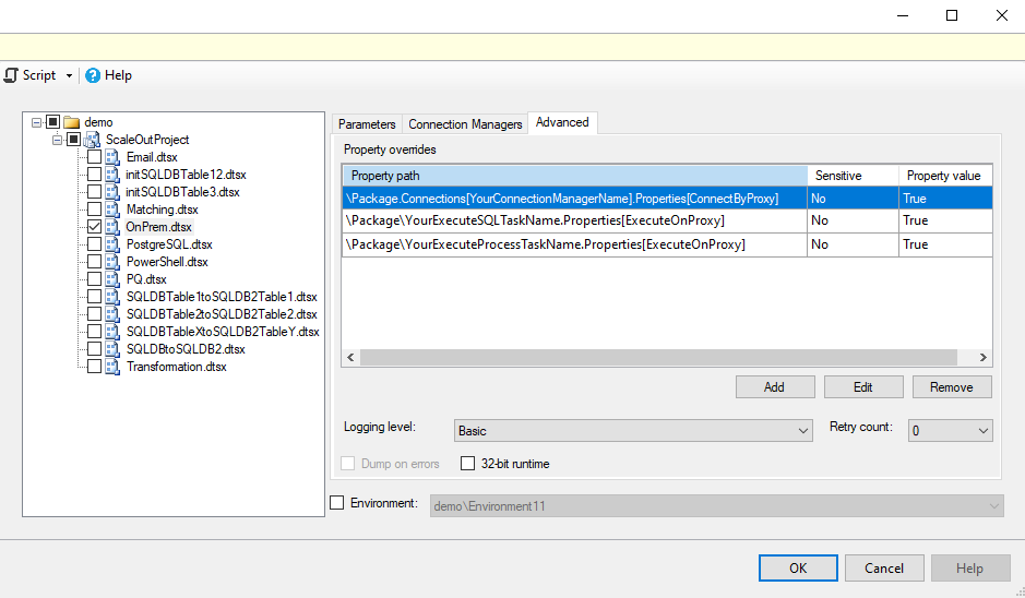 Włącz właściwość ConnectByProxy/ExecuteOnProxy4