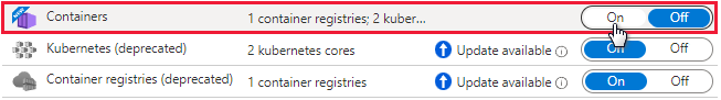 Włącz usługę Microsoft Defender for Containers na stronie planów usługi Defender.