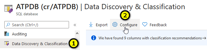 Otwieranie zasad ochrony informacji SQL z usługi Azure SQL.