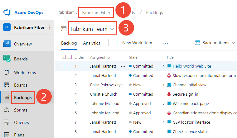 Zrzut ekranu programu Open Work, listy prac dla zespołu.