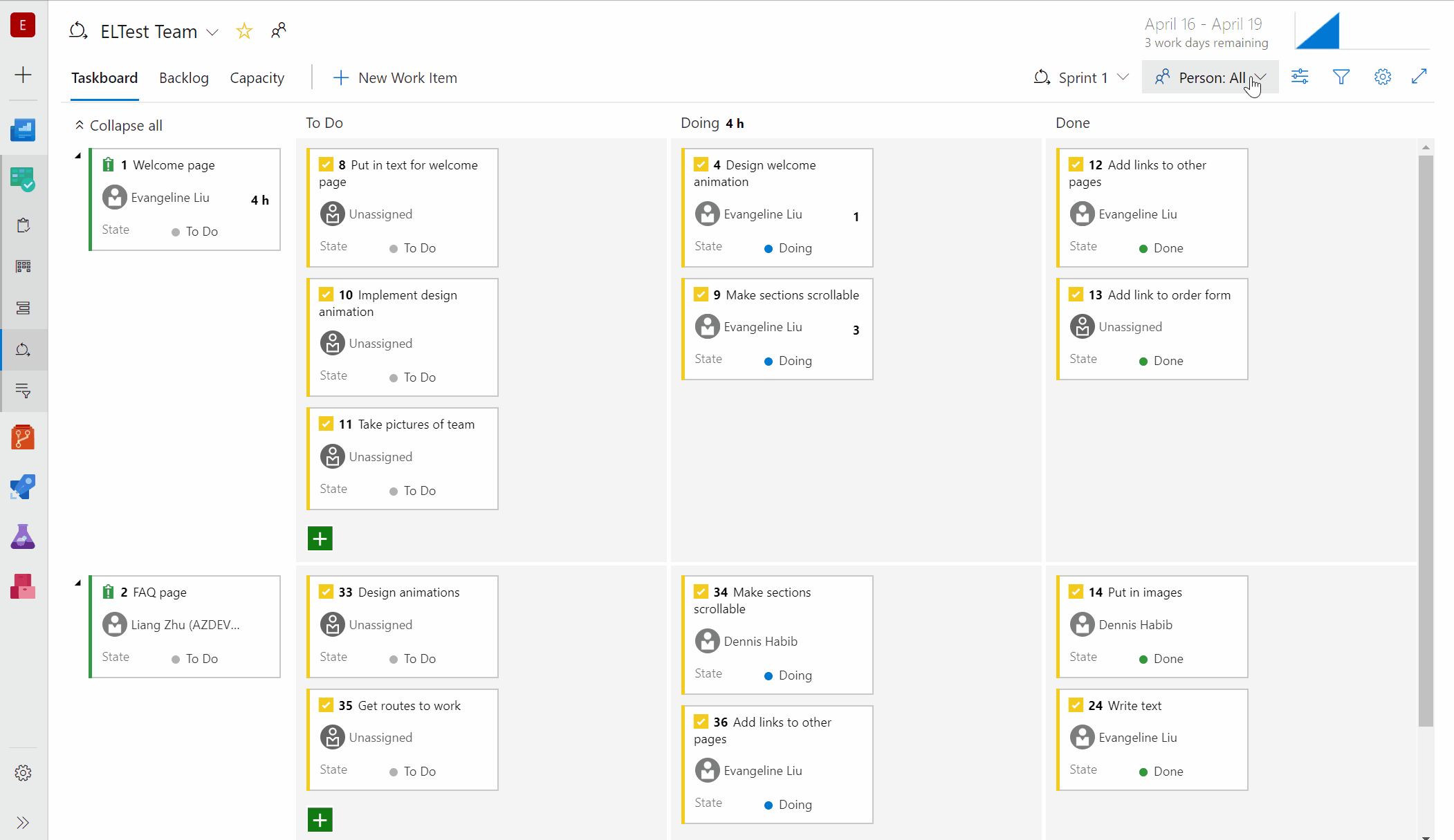 Gif to demo person picker in taskboard.