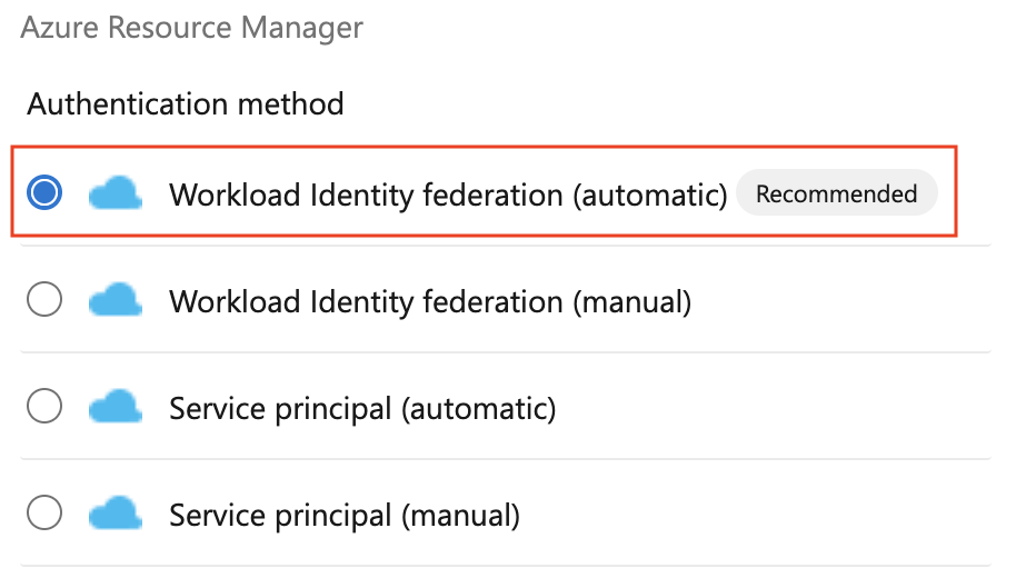 Zrzut ekranu przedstawiający federację tożsamości obciążenia (automatyczną).