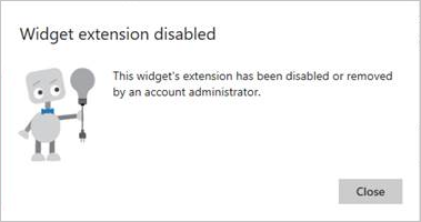 Zrzut ekranu przedstawiający powiadomienie o wyłączonym rozszerzeniu widżetu.