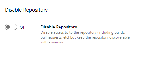 Zrzut ekranu przedstawiający ustawienie Wyłącz repozytorium.