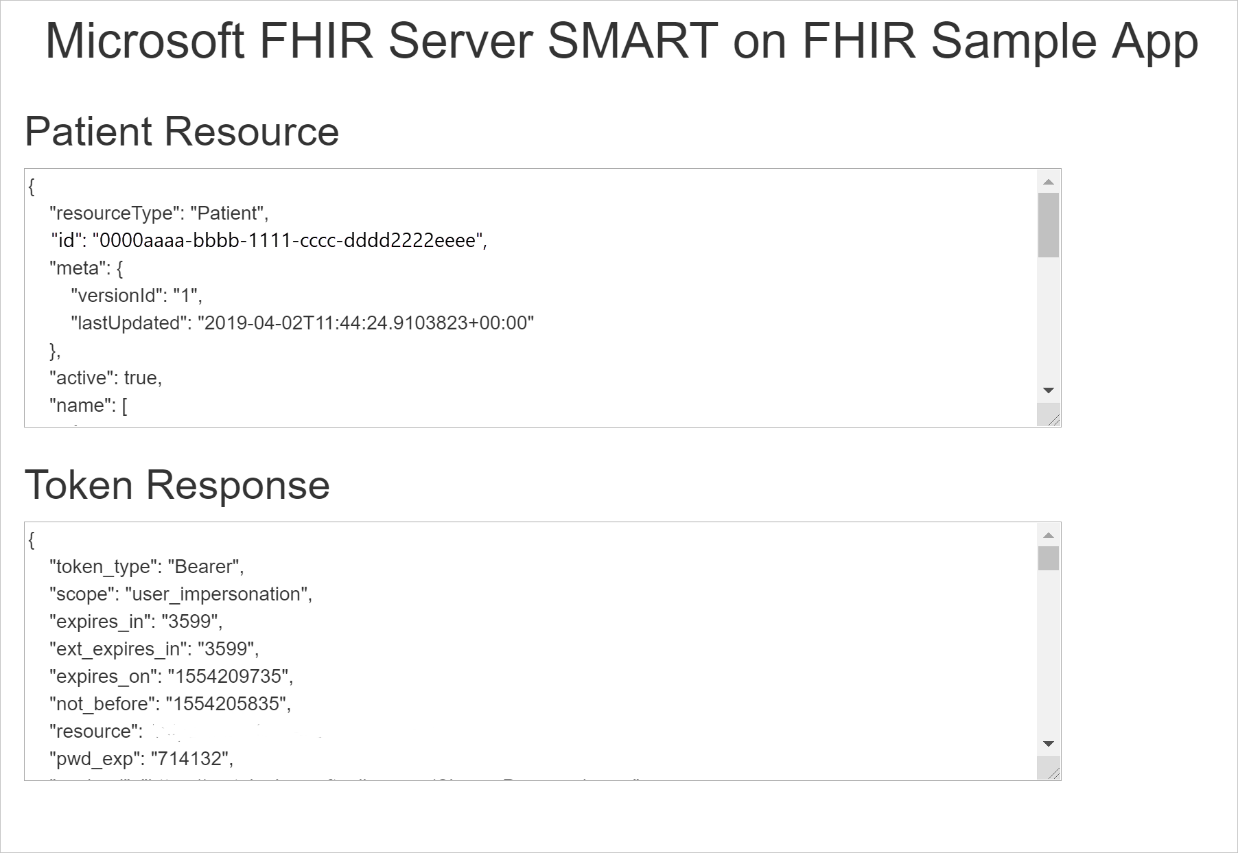 Zrzut ekranu przedstawiający aplikację SMART w usłudze FHIR.