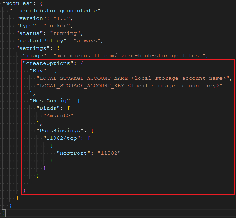 Zrzut ekranu przedstawiający sposób aktualizowania modułu createOptions w programie Visual Studio Code.