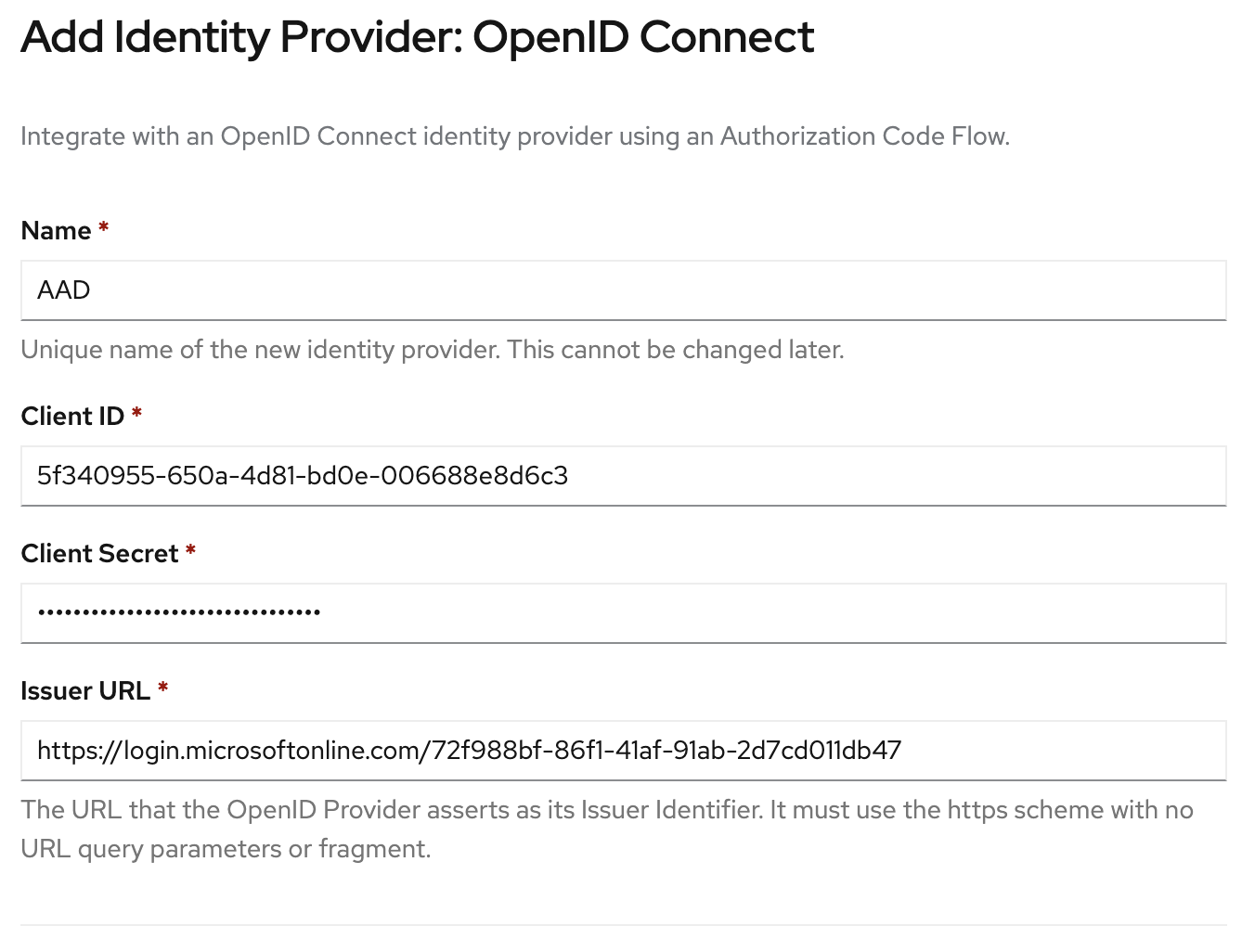 Fill in OAuth details