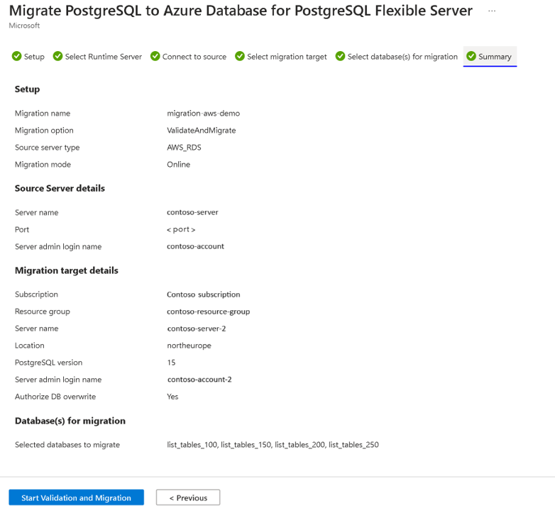 Zrzut ekranu przedstawiający migrację podsumowania.