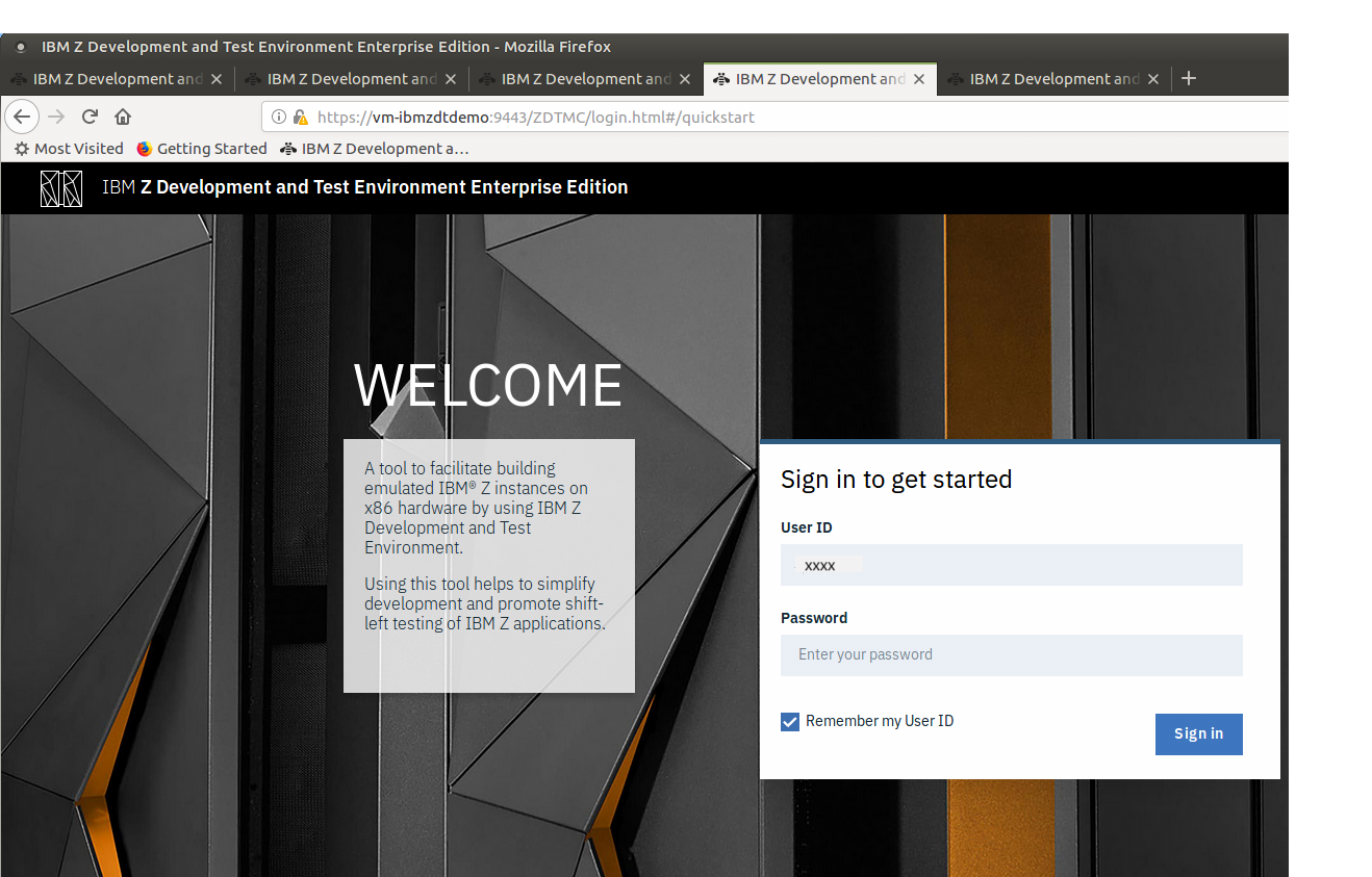 Ekran powitalny ibm zD&T Enterprise Edition