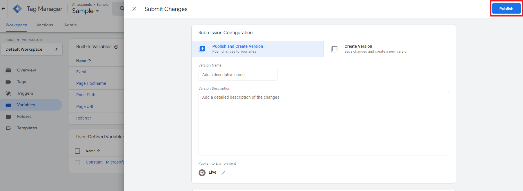 Submit and publish your container.