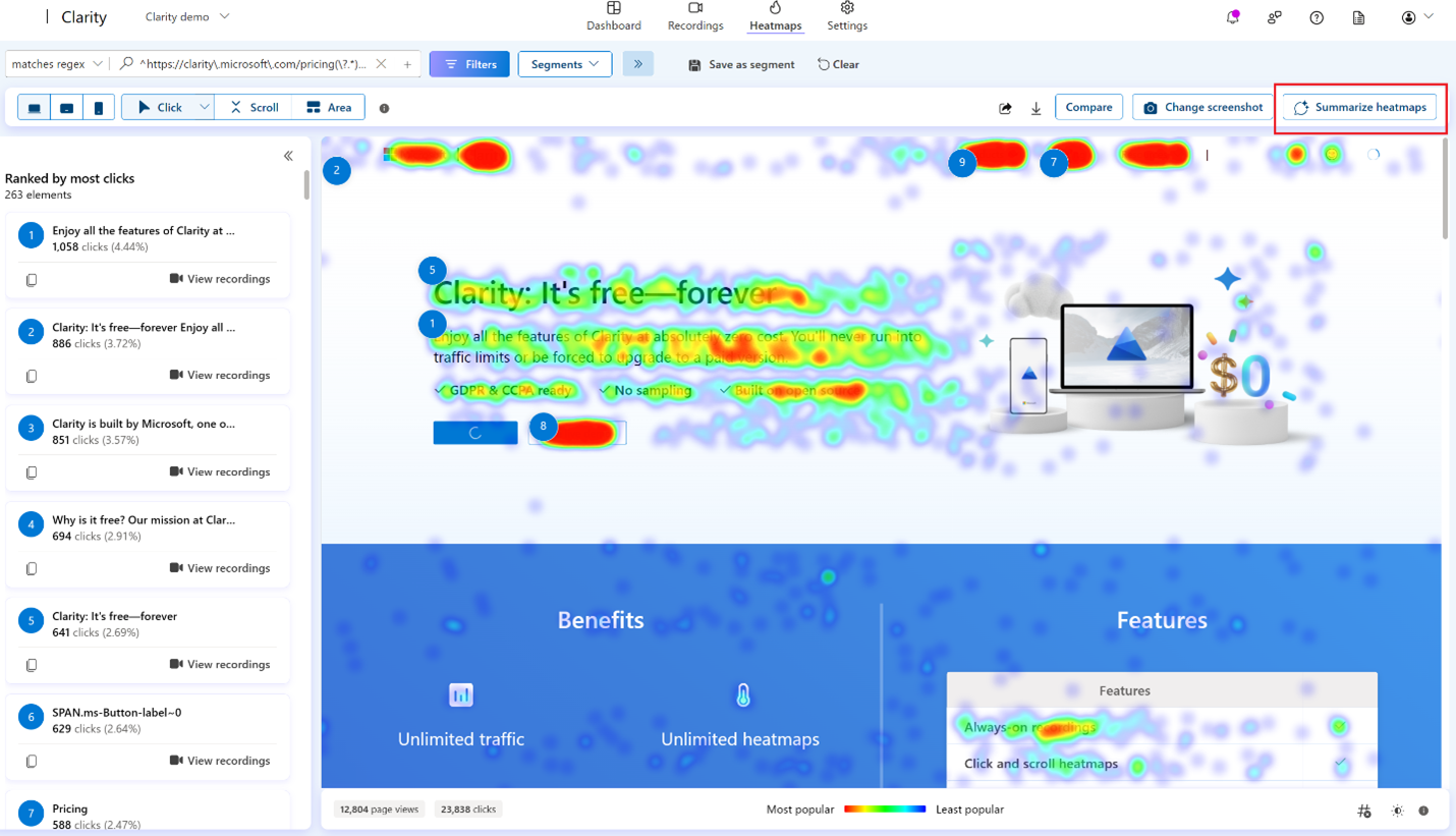 Select summarize heatmaps icon.