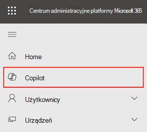 Zrzut ekranu przedstawiający stronę Copilot w Centrum administracyjne platformy Microsoft 365.