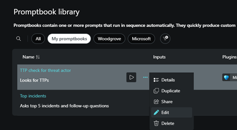 Screenshot of promptbook library list.