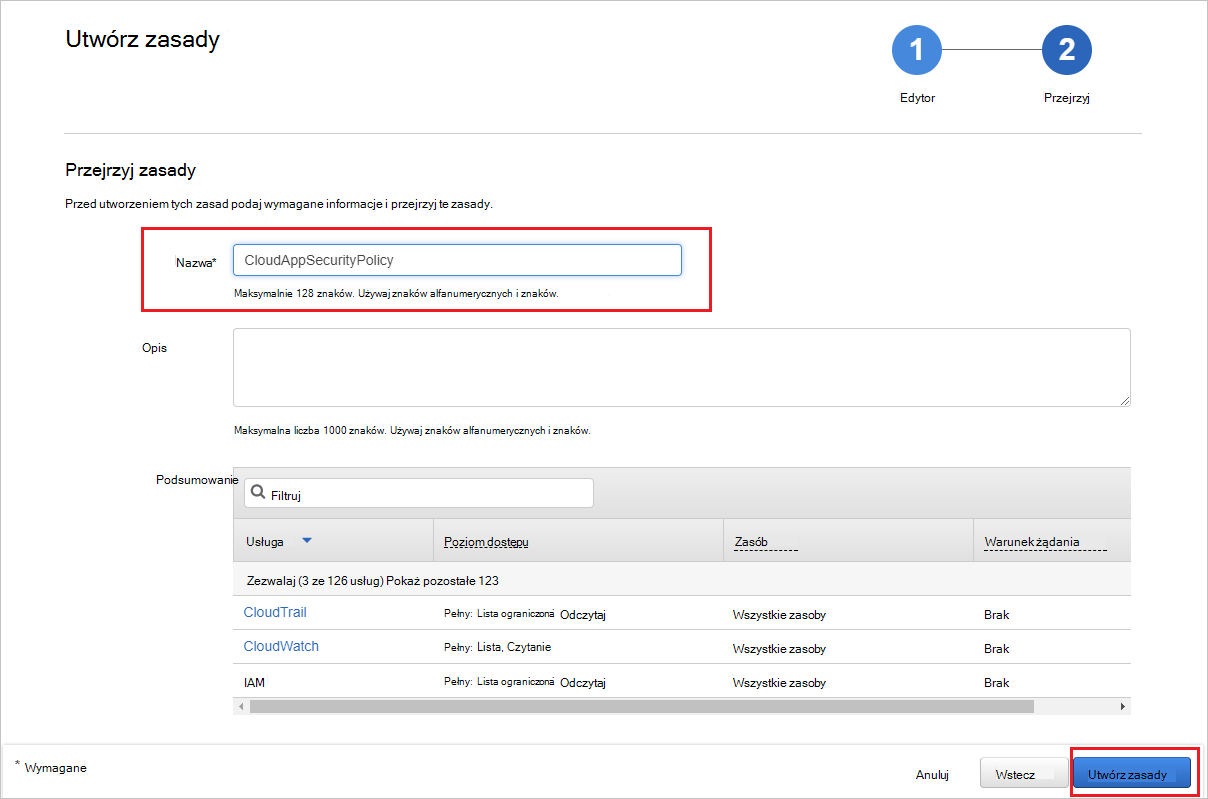 Podaj nazwę zasad platformy AWS.