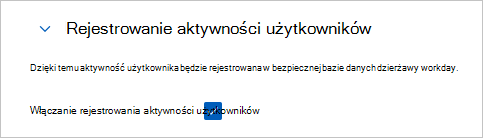 Zrzut ekranu przedstawiający zezwalanie na rejestrowanie aktywności użytkowników.