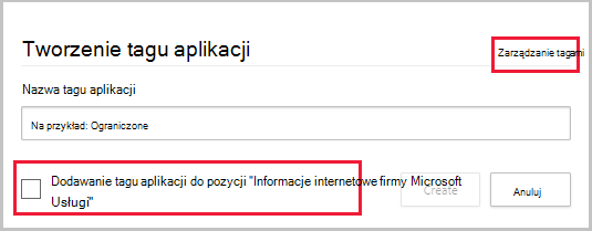 tworzenie niestandardowego tagu aplikacji z poziomu aplikacji.