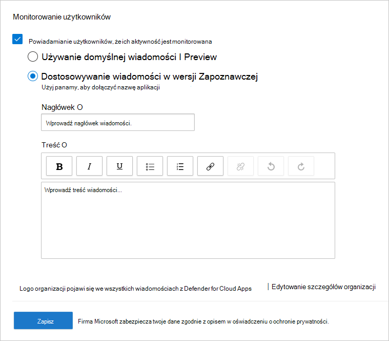 Zrzut ekranu przedstawiający opcje monitorowania użytkowników.