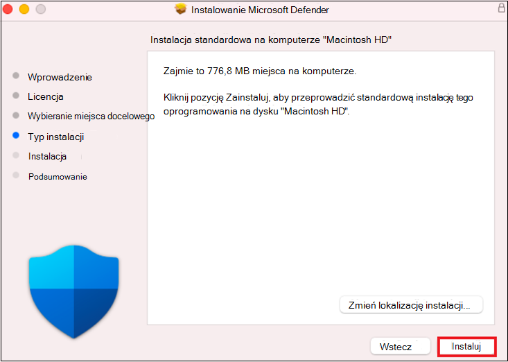 Zrzut ekranu przedstawiający ostatni krok instalacji.