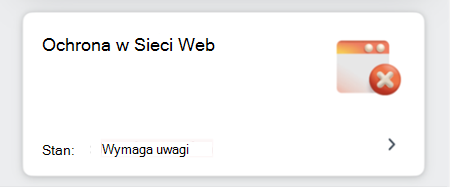 Zrzut ekranu przedstawiający kafelek ochrony sieci Web.