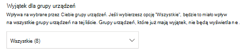 Wyświetlanie listy rozwijanej grupy urządzeń.