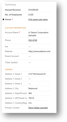 Pierwszy panel formularza CRM na tablety.