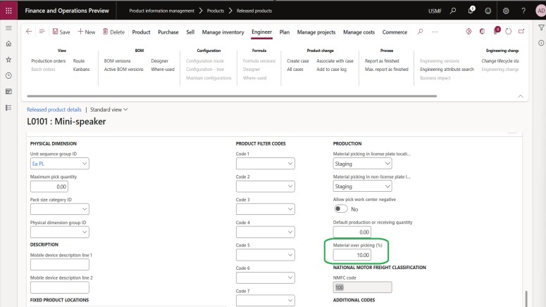 Set threshold for over-picking on product.