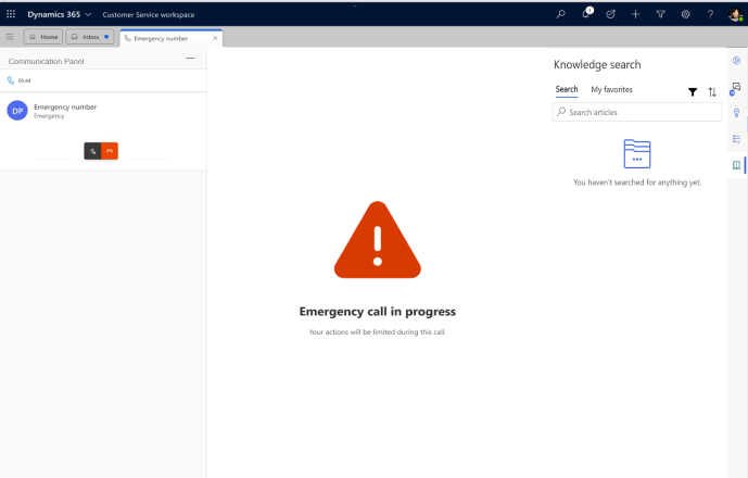 Screenshot of the intuitive and enhanced UI that indicates an emergency call is in progress.