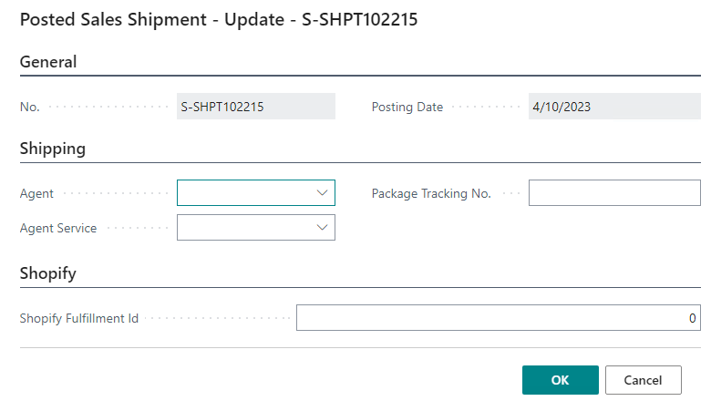 Posted Sales Shipment - Update