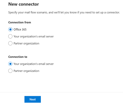 A page on which new connector is configured.