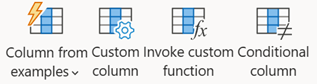 Zrzut ekranu przedstawiający ikony przekształcania opcji kolumny niestandardowej.