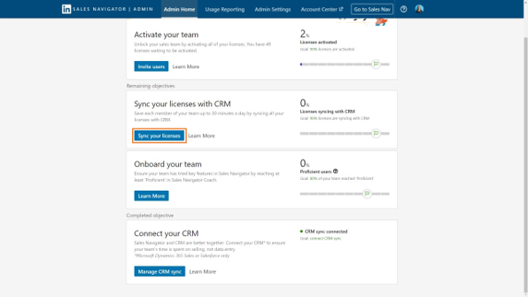 Sync your licenses command on the Admin Settings page.