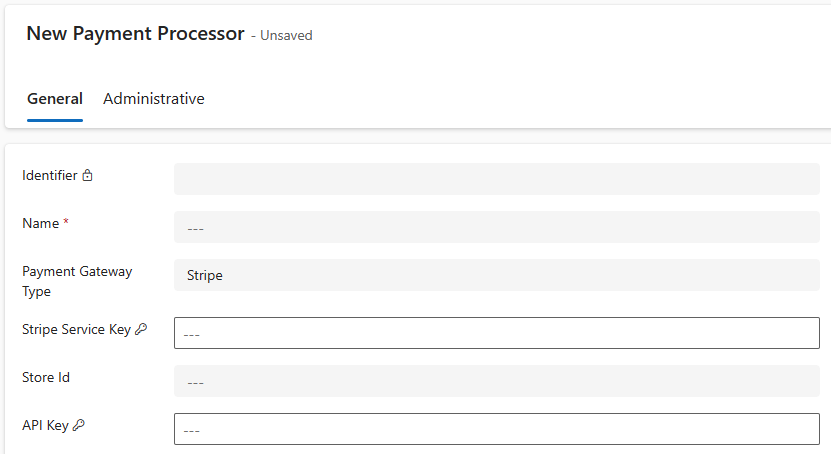 Legacy form for Stripe payment processor configuration.