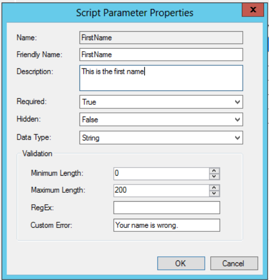 Parametry skryptu — ciąg