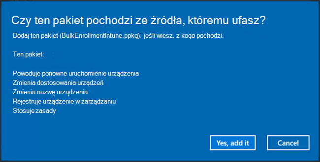 Zrzut ekranu folderu projektu, określanie nazwy i opisu w aplikacji Designer konfiguracji systemu Windows