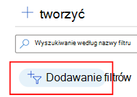 Zrzut ekranu przedstawiający sposób dodawania filtru w celu filtrowania istniejącej listy filtrów w Microsoft Intune.