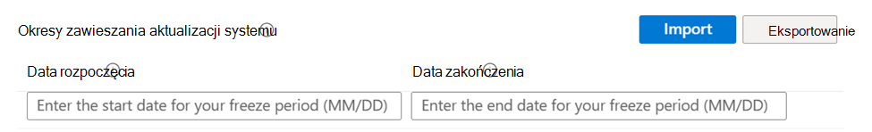 Zrzut ekranu przedstawiający datę rozpoczęcia i datę zakończenia okresu blokady dla urządzeń z systemem Android Enterprise w centrum administracyjnym Microsoft Intune.