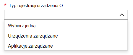 Typ rejestracji urządzenia