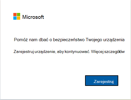 Zrzut ekranu przedstawiający sposób rejestrowania urządzenia w usłudze Intune.