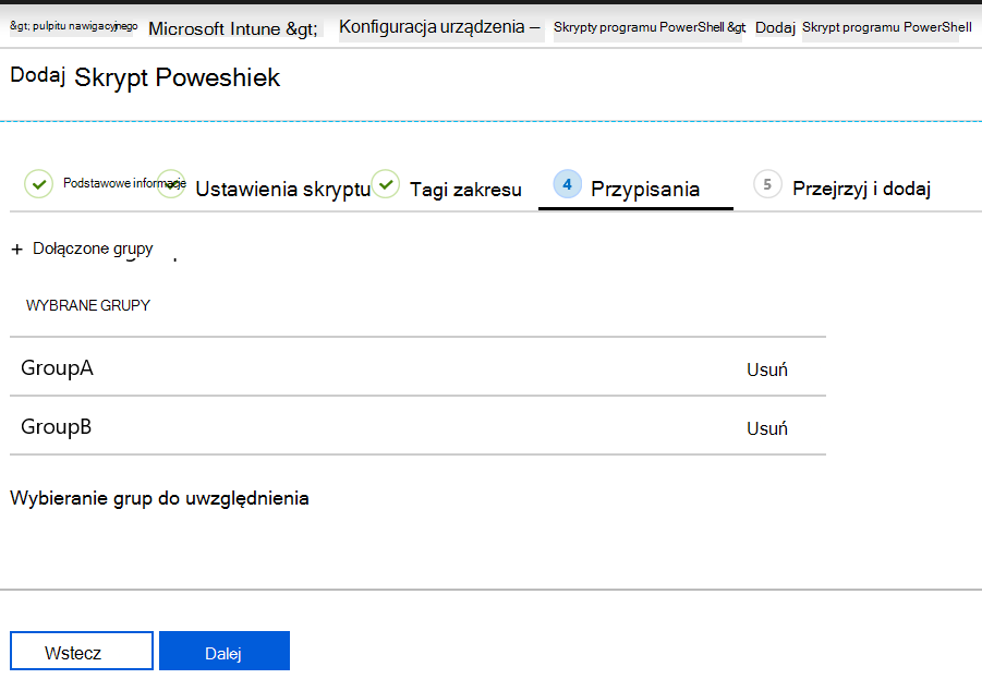 Przypisywanie lub wdrażanie skryptu programu PowerShell do grup urządzeń w usłudze Microsoft Intune